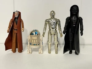 4xVintage Star Wars 1977-1982 Figures Vader R2-D2 C-3PO & Ben Obi Wan - Picture 1 of 13