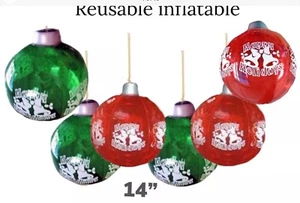 Big 14” Set (6) Inflatable Ball Ornaments Xmas Decor Indoor Outdoor REUSABLE - Picture 1 of 8