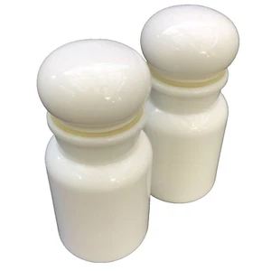 Milk Glass Apothecary Jars with Lids VTG Pair Belgium - Picture 1 of 6