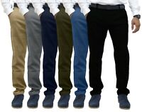 ouxiuli Mens Straight Leisure Twill Solid Color Formal Flat-Front Chino Pants 