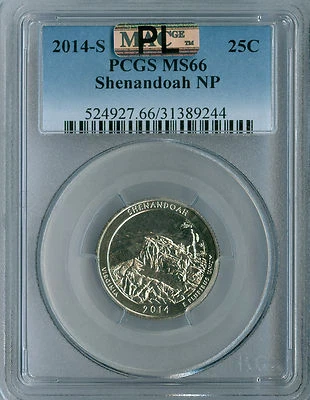 2014 S SHENANDOAH PARKS QUARTER PCGS MS66 MAC PL  .  - Image 1 of 4