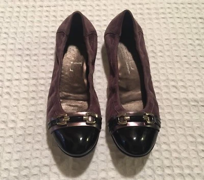 AGL Attilio Giusti Leombruni Cap Toe Ballet Flats Purple + Black Suede 38 / 8 Foto 1 de 4