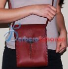 Young girls mono pocket leather handbag Handmade in Algeria - Red with patterns