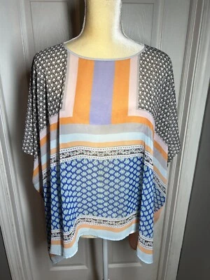 Clover Canyon Womens Top Size S Peach Boat Neck Kimono Sleeve Flowy Tunic Blouse Foto 1 de 4