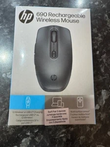HP 690 Rechargeable USB-C Wireless BluetoothOptical Black Mouse 4000dpi Sealed - Picture 1 of 2