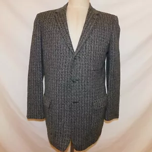 Vtg Mod 1960s Mens 40R M 3 Button Tweed Sport Jacket Blazer Curlee Rockabilly - Picture 1 of 12