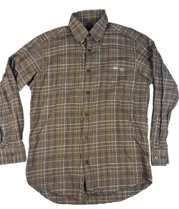 Zegna Shirt Mens Small Brown Plaid Button Down Long Sleeve Made in Italy Casual - Picture 1 of 8