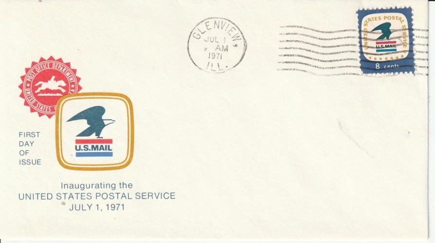 1396 8 cent Postal Service 7-1-71 FDC First Day Glenview Illinois - Image 1 of 1