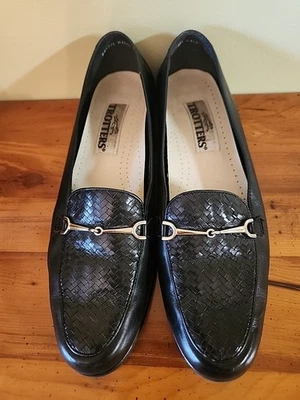 Mocasín clásico Trotters Haley negro espiga tejido cuero broca de caballo 9,5 N en muy buena condición Foto 1 de 4