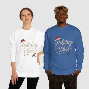 Holiday Vibes Sweatshirt, Weihnachtspullover, festlicher Pullover, Winterpullover, - Bild 1 von 26