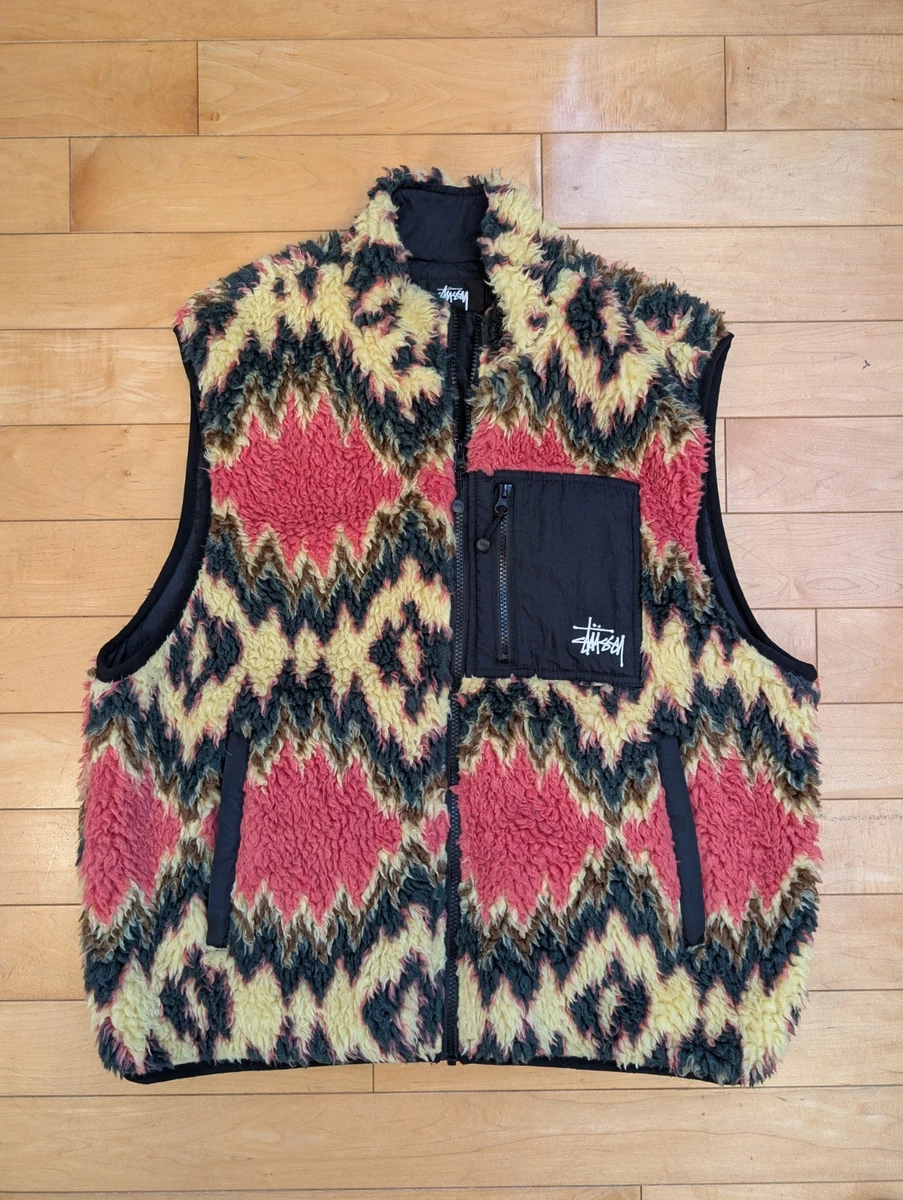 Stussy Sherpa Vest Multicolor Orange XL | eBay
