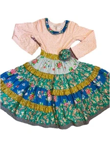 Mustard Pie Girls Dress Size 10 Boho Hippie Floral Patchwork Twirl Cottagecore - Picture 1 of 11