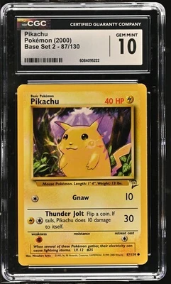 Pikachu 87/130 - Pokémon Base Set 2 CGC 10 Gem Mint - Image 1 of 3