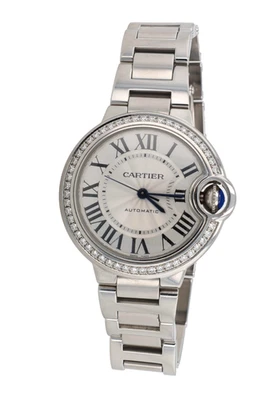 Cartier 33mm Stainless Ballon Bleu Watch with Diamond Bezel 4377 BOX+CARD - Image 1 of 4