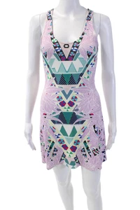 Mara Hoffman Womens Scoop Neck Geometric Print A Line Dress Multi Size XS - Picture 1 of 5