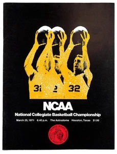 1971 NCAA Basketball Final Four Program Nice UCLA Villanova Kansas Western KY - Picture 1 of 3