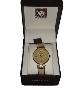 Anne Klein Womens Gold & Beige Watch Beige Dial 34 mm Diamond Chip AK/2302TNGB - Picture 1 of 9
