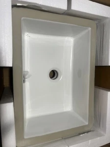 Logmey 20 Inch Undermount Bathroom Sink Rectangle - 20"x16" Bathroom Sink Pure W - Picture 1 of 3