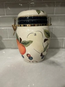 Knott's Berry Farm Foods Large Ceramic Canister Fruit Design 8 1/4" Prestige - Picture 1 of 4