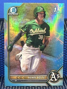 2022 Bowman Draft HENRY BOLTE Oakland Athletics 1st Bowman Blue Refractor - Picture 1 of 2