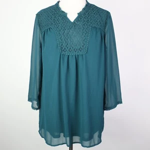 Blusa Top Campesina Transparente Crochet Mediana Krazy Kat Para Mujer Nueva con Etiquetas - Imagen 1 de 7