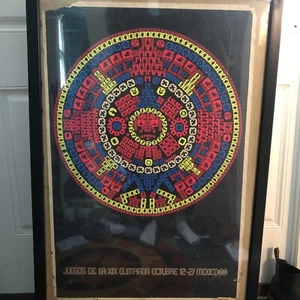 MEXIKO 1968 OLYMPISCHE OFFIZIELLE Poster AZTEC Day-Glo Tinten 25x38 - Bild 1 von 10