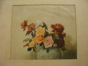 vintage early Print: FLOWERS IN VASE as shown - Picture 1 of 3