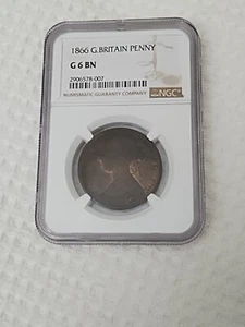 1866 Great Britain One Penny, NGC G 6 BN - Picture 1 of 9