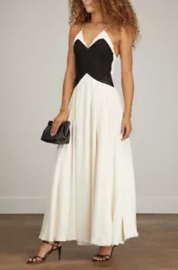Minuit Robe Longue Dress Black and Ivory Size 4 / FR 36 Size NWT Made In France - Picture 1 of 5