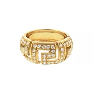 Versace "Greca Saffo" ring in 18K Yellow Gold Diamond Band - Picture 1 of 6