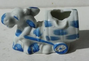 Donkey Burro Figurine Pulling Cart Small Ashtray Ceramic Hand Painted Made Japan - Picture 1 of 1