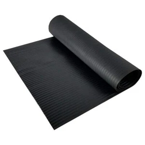 Black Plastic Floor Runner/protector Embossed Wide Rib Pattern 27 Inches Wide X - Picture 1 of 9