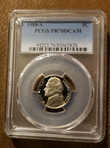 1988 S Jefferson Nickel PCGS PR70DCAM Cover