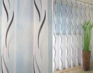 Gardine Store Voile Qualität attraktives Design schwarz-weiß-silber NACH MAß - Bild 1 von 6