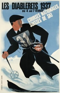 DIABLERETS SKI 1937 Rflar - POSTER HQ 50x70cm eines VINTAGE POSTERS - Bild 1 von 1
