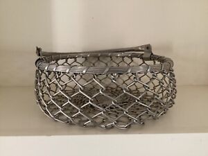 Vintage Large Decorative Woven Metal Round Silver Serving Bread Fruit Basket 10"