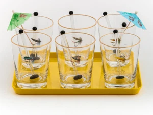 "6er Set Carwin handbemalte Forellenfliege altmodisch um 1950 Bargläser" - Bild 1 von 1