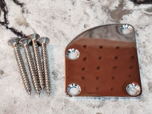 PLACA DE CUELLO DE GUITARRA FENDER SQUIER STAGEMASTER en CROMO - PARTE DE 1999 - Imagen 1 de 9