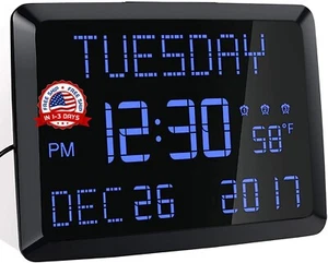 Digital Wall Reloj Con Pantalla Grande, Relojes De Pared Grandes De 11,5" Nuevo - Picture 1 of 8