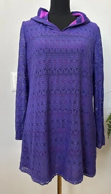 TITLE NINE Traje de Baño de Playa Púrpura con Ojales Manga Larga Vestido con Capucha Talla L Foto 1 de 4