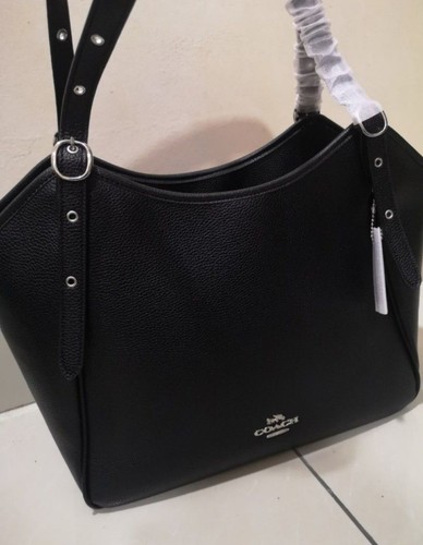 BORSA A TRACOLLA COACH LARGE NERA PELLE PRATO ZIP TOP STILE # CM074 NUOVA CON ETICHETTE $ 478 00