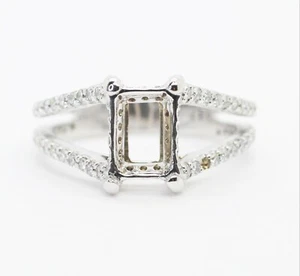 DIAMOND, 14K WHITE GOLD, SPLIT SHANK SEMI MOUNT ENGAGEMENT RING 6.25US - Picture 1 of 6