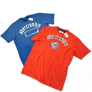 2 Abercrombie & Fitch Blue Orange Distressed T-Shirts Boys XL - NWT - Picture 1 of 5