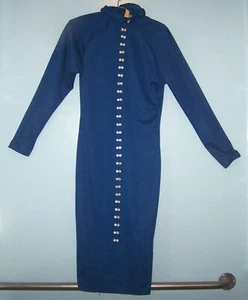 P.J. VESTIDO Azul KLEIN con 58 botones diseño cremallera manga LG--talla 7-8 - Imagen 1 de 12