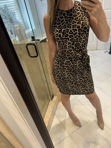 MICHAEL KORS ANIMAL PRINT BODY CON SLEEVELESS DRESS SIZE M