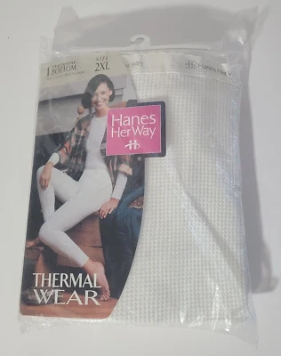 复古 1996 Hanes Her Way 华夫格针织保暖磨损底部尺寸 2XL NOS 美国制造 — 第 1/3 张图片