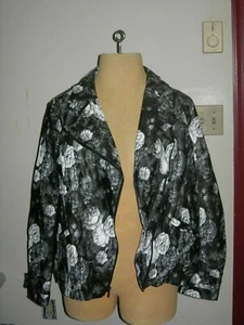 Lane Bryant Floral Printed Faux Leather Moto Jacket 18/20 18W 20W 1X 2X - Picture 1 of 4