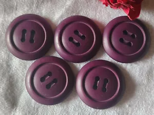 Lot 5 gros boutons vintage violet mat trous 2,8 cm ref 4878 - Foto 1 di 2