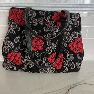 VERA BRADLEY LIMITED EDITION QUILTED ROSE JACQUARD TOTE PURSE ZIPPER CLOSURE EUC - Picture 1 of 9