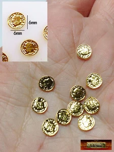M00686 MOREZMORE 10 Miniature Gold 6mm Coins Metal Money 1:6 Scale Prop - Picture 1 of 1